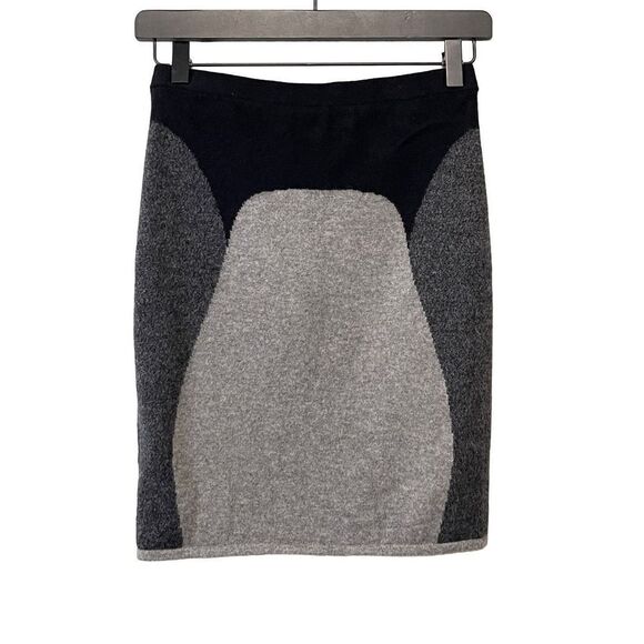 Quinn Vanessa Cashmere Mini Skirt Color Block Grey Black Size XS - Picture 4 of 6